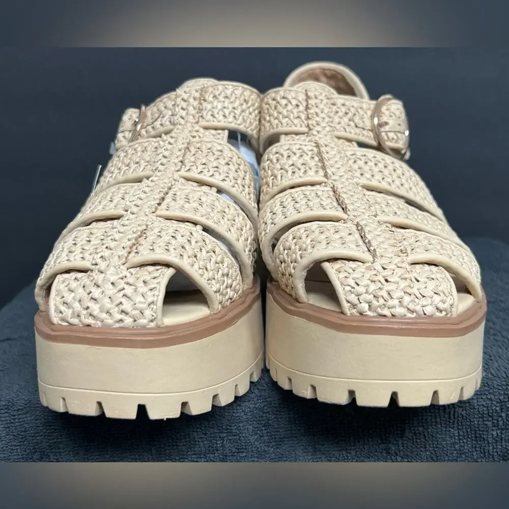 NWT Wild Fable Elide Raffia Fisherman Platform Heels Sandals Size 11